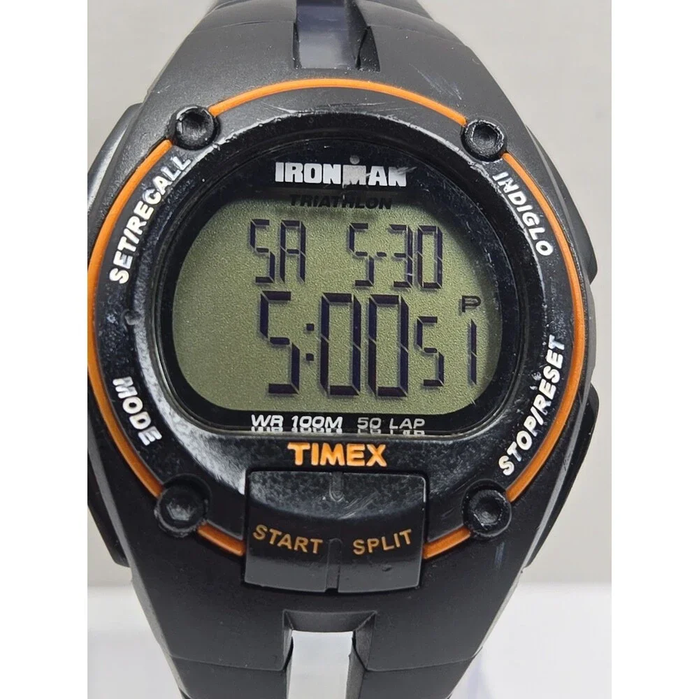 Timex Ironman Triathlon 50 Lap Indiglo 100M Mens 41mm Digital Watch New Battery